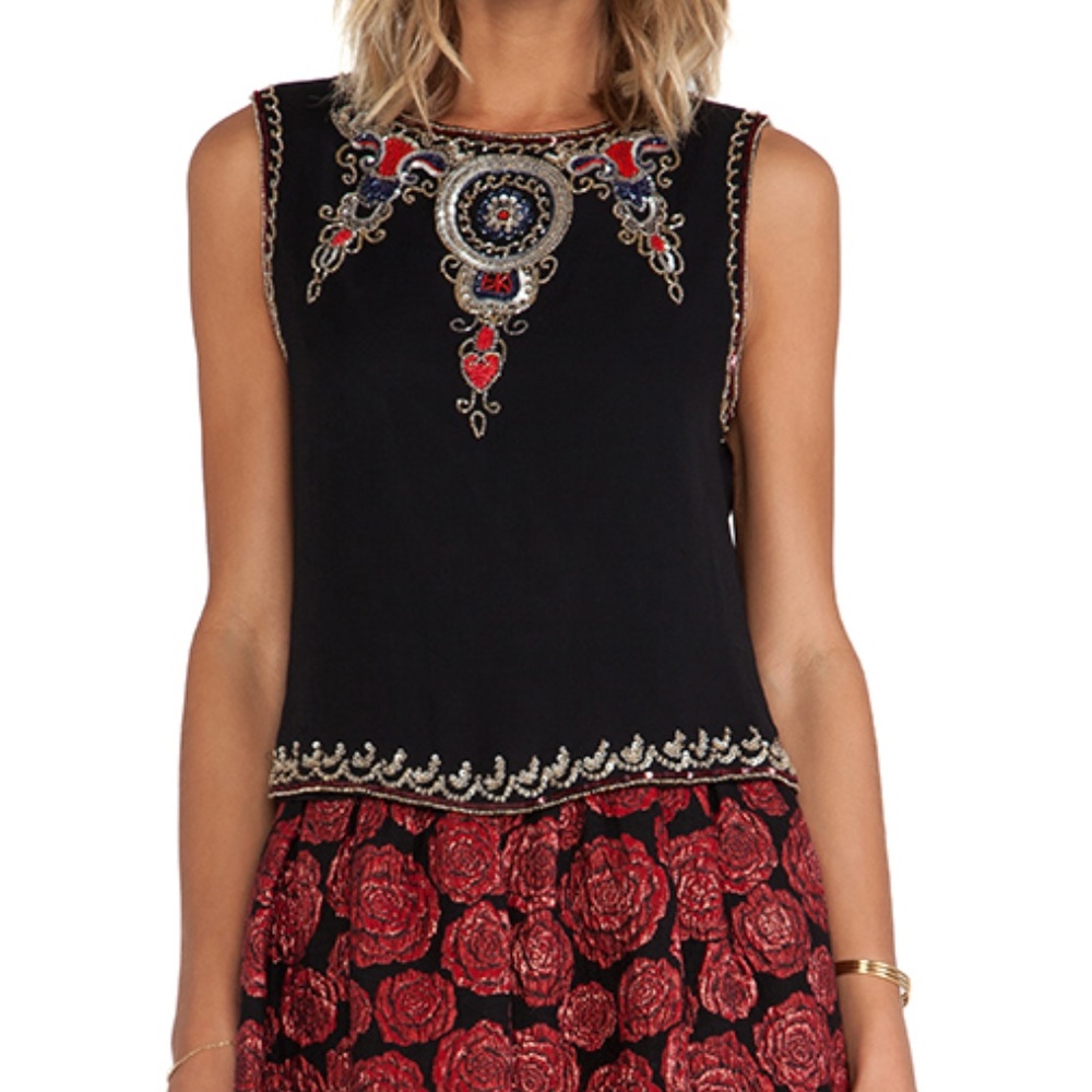 Alice & Olivia Black Embellished Top